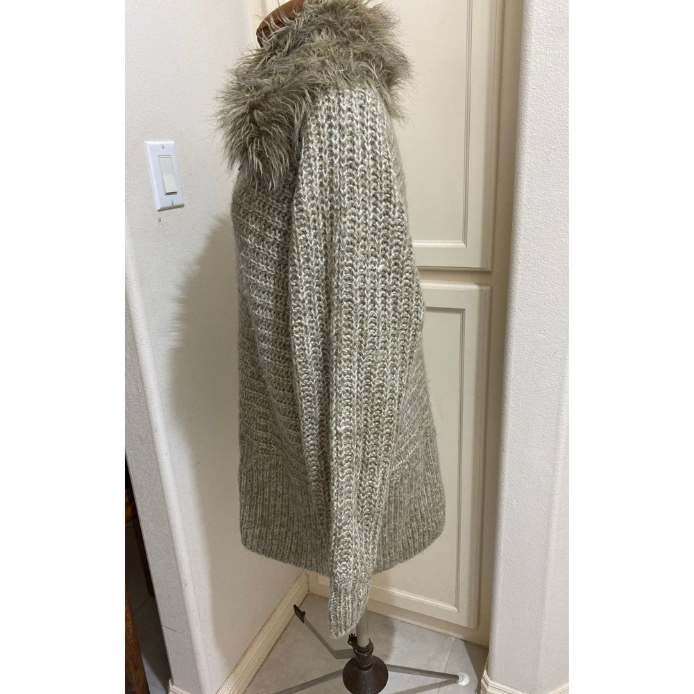 VINTAGE SPIEGEL Sweater coat faux fur detachable collar Size L/XL - Picture 3 of 7